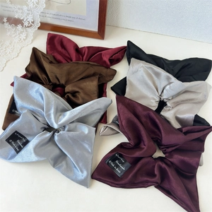 Korean Style Satin Scrunchies Oversized Elegant Pleated Hair Ties Handmade Large Solid Color Hair Accessories For Women Fashion Gift