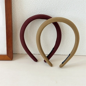 Padded sponge headband in wine red and khaki colors with premium twill fabric texture