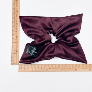 Large burgundy satin scrunchie for women with silky texture and 21cm oversized design