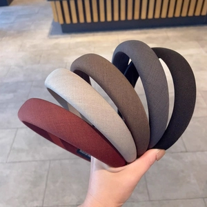 Korean Style High Skull Top Thickened Sponge Headband Women Solid Color Fabric Wide Hairband Elegant Daily Hair Accessories