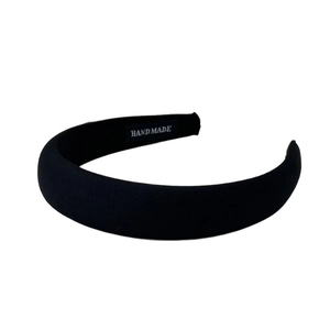 Classic black padded sponge headband with handmade label for women hair styling