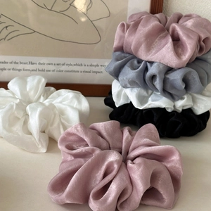 Elegant thick satin scrunchies set in assorted colors with glossy silk texture for women
