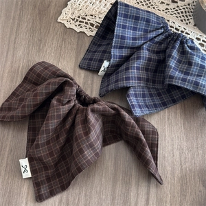 Vintage Gingham Plaid Hair Scrunchies Large Intestine Hair Ties Cotton Polyester Fabric Hair Accessories For Women Girls