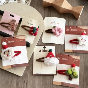 Handmade Wool Felt Christmas Hair Clip Cute Santa Claus Snowman Christmas Tree Festival Hair Accessories For Women Girls Gift