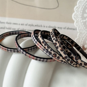 Elastici per capelli con motivi leopardati e a quadretti per code di cavallo, stile chic