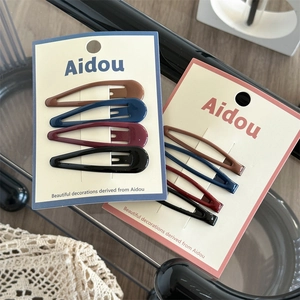 Korean Style Metal Water Drop Shape Hair Clips For Women Girls Elegant Dark Color Lacquer BB Clips Hairpin Accessories