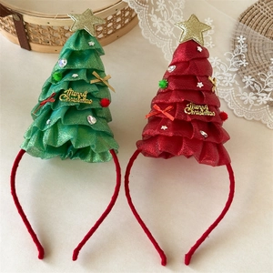 Cerchietti per capelli a forma di albero di Natale luminosi con stelle e fiocchi colorati