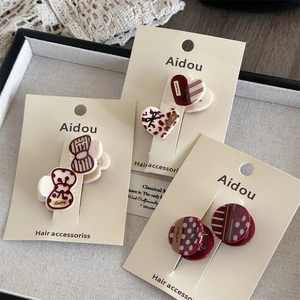 Acrylic Mini Hair Claw Clips Set For Women Girls Polka Dot Striped Leopard Print Bow Heart Shape Hair Styling Accessories