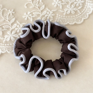 Women's Retro Polyester Fabric Scrunchies Contrast Color Pleated Ponytail Holder Elastic Hair Ties Accessories