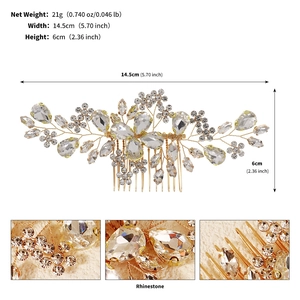 Détail montrant les dimensions du peigne à strass mariage avec 14,5cm de large et 21g