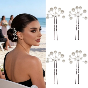 Handmade Imitation Artificial Pearl U Shaped Hair Pins For Women Elegant Bridal Wedding Party Hair Accessories Versatile Styling Hair Fork