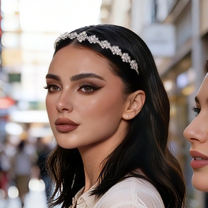 Serre-Tête de Luxe en Zirconia Fleur pour Femmes Alliage de Cuivre Argenté Floral Bandeau pour Mariage Fête Accessoires