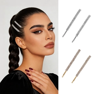 Pinzas para el Cabello de Aleación de Cobre de Lujo con Diamantes de Imitación para Mujer Horquillas Minimalistas Accesorios