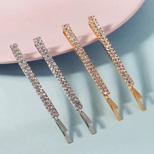 Elegante set de 4 horquillas para el pelo con strass en oro y plata para un estilo chic