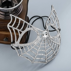 Spider web masquerade mask with sparkling rhinestones and crystal for bridal wedding parties