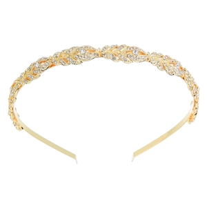 Elegant gold rhinestones leaf headband for weddings and formal social occasions