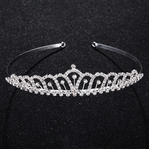 Élégante Couronne Diadème de Mariée en Alliage d'Argent avec Strass pour Mariage Anniversaire Coiffe Princesse Femme Enfants