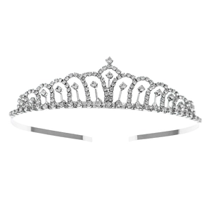 Diadème de mariée classique en argent avec strass brillants pour mariages et fêtes