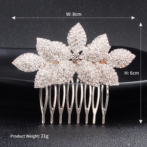 Eleganter Braut-Haarkamm mit funkelnden Strasssteinen und 7 Metallzähnen, 8 cm breit