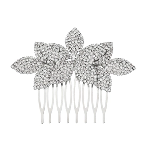 Eleganter Legierung Strass Blume Braut Haarkamm Künstliche Perle Blatt Haarclip Hochzeit Party Schmuck Für Damen