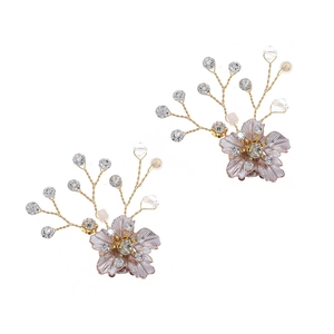 Elegant floral shoe clips with pink petals and rhinestones for bridal wedding shoes