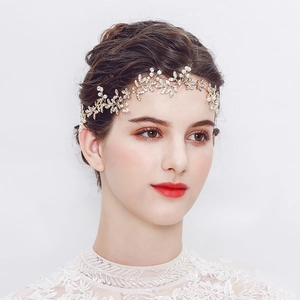 Luxueux Bandeau de Mariée Fait Main Künstliche Perle Strass Vigne de Cheveux Élégante Coiffe de Mariage Florale Pour Fête Banquet Femme Accessoires