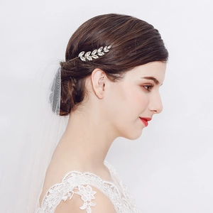 Elegant Olive Branch Leaf Rhinestone Bridal Hair Comb For Wedding Party Gold Alloy Leaf Headband Bridesmaids Women Jewelry