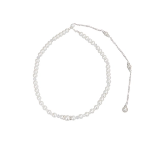 Elegante lange Perlen-Körperkette mit Kristallakzenten und verstellbarem Silberverschluss