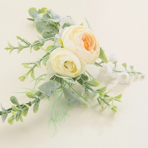 Bridal hair accessories set with cream yellow roses and eucalyptus leaves for weddings