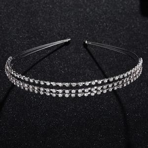 Elegant silver double-layer crystal headband with rhinestones for birthday party styling