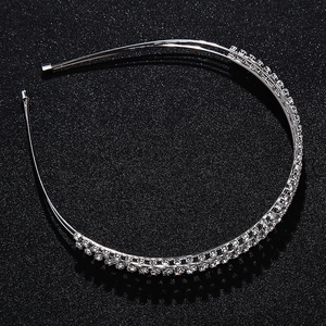 Elegant three-layer silver headband with sparkling rhinestones for women's party wear