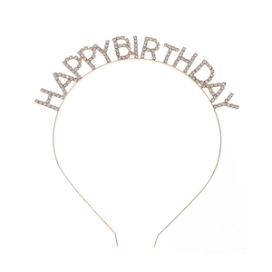 Serre-tête Happy Birthday doré avec strass scintillants pour fête d'anniversaire
