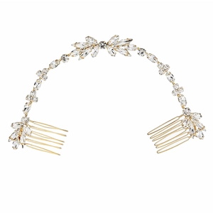 Elegant bridal hair comb with crystal flowers and gold wire design for wedding hairstyles