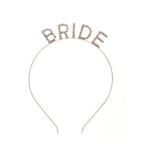 Serre-tête de mariée doré élégant avec lettres BRIDE en strass brillants pour mariage