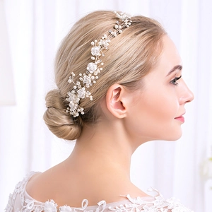 Peigne à Cheveux de Mariée Fait Main en Fil d'Alliage d'Argent Floral Künstliche Perle Strass Vigne de Mariée Femme Bijoux