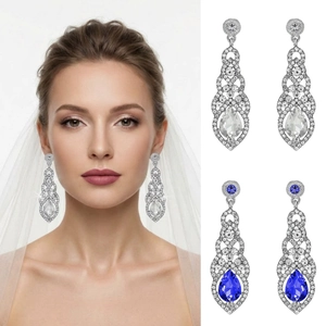 Vintage Luxury Alloy Rhinestone Water Drop Earrings For Bridal Wedding Banquet Party Elegant Women Accessories Jewelry