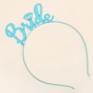 Pastel blue Bride letter headband with a diamond icon for weddings and bridal parties