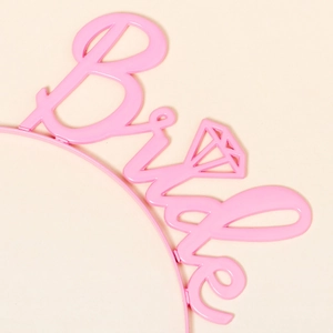 Pink Bride letter headband with diamond icon for wedding parties and photography