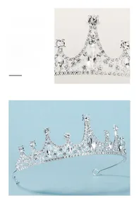 Detail view of Baroque silver bridal tiara with sparkling rhinestones and alloy frame