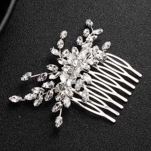 Peigne à cheveux de mariée élégant avec strass marquise sur base en alliage d'argent