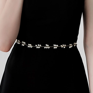 Chaîne de Taille Mariée en Künstliche Perles d'Imitation Faite à la Main Ceinture Décorative Florale en Alliage Élégante Avec Ruban pour Mariage Femme