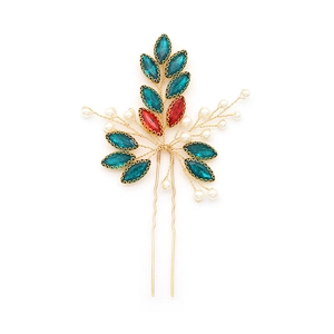 Forcina per capelli da sposa a U con cristalli colorati e perle per acconciature eleganti