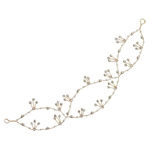 Handgefertigte Braut-Haarranke mit Perlen und Kristallen auf Golddraht für Hochzeiten
