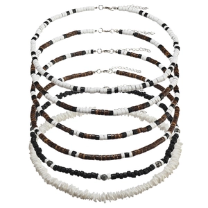 Colliers Perlés Bohémiens pour Hommes Femmes Noix de Coco Naturelle Bois Résine Pièces de Coquillage Ethnique Vintage Style Plage Été