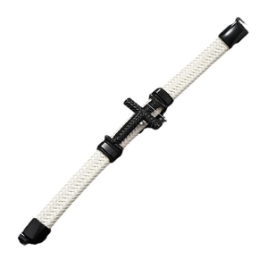 Vintage braided leather cross bracelet with black and white contrast and metal clasp