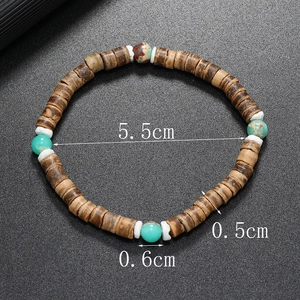 Détails du bracelet en noix de coco avec perles turquoise et dimensions du produit
