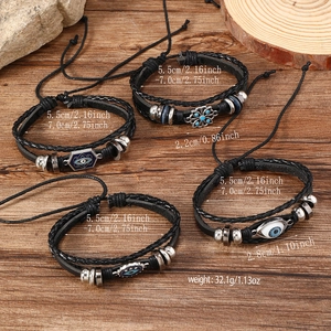 Specifiche delle dimensioni per il set di bracciali in pelle intrecciata con malocchio