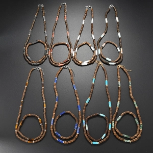Bohème Coque Noix de Coco Pierre Naturelle Perlé Collier Bracelet Unisexe Ajustable Plage Vacances Vintage Ethnique Bijoux Accessoires