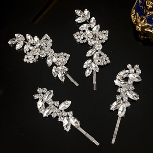 Pinces à Cheveux Luxueuses en Alliage avec Strass en Forme de Feuille et de Fleur pour Femmes Barrettes Vintage Accessoires de Cheveux pour Mariage