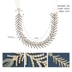 Dimensions du bandeau de mariée en strass avec ruban élégant en organza soyeux
